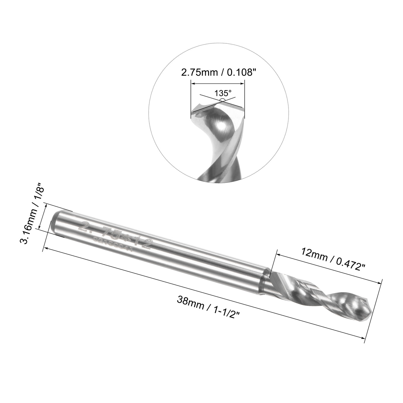 Uxcell Uxcell 3.15mm Tungsten Carbide Spiral Flute 1/8" Shank Circuit Board PCB Drill Bit 8pcs