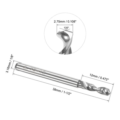 Harfington Uxcell 3.15mm Tungsten Carbide Spiral Flute 1/8" Shank Circuit Board PCB Drill Bit 8pcs