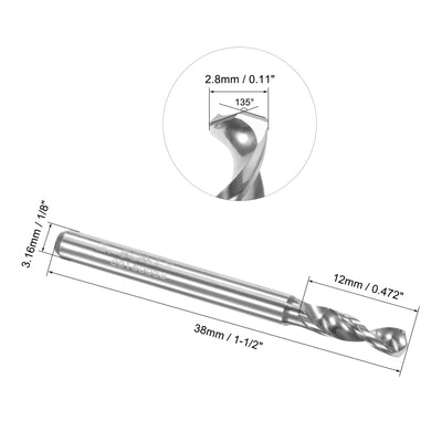 Harfington Uxcell 3.15mm Tungsten Carbide Spiral Flute 1/8" Shank Circuit Board PCB Drill Bit 8pcs