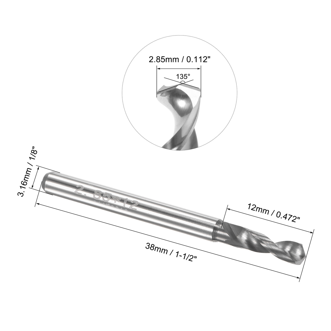 Uxcell Uxcell 3.15mm Tungsten Carbide Spiral Flute 1/8" Shank Circuit Board PCB Drill Bit 8pcs