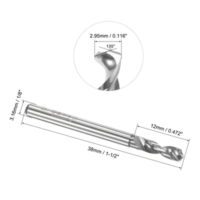 Harfington Uxcell 3.15mm Tungsten Carbide Spiral Flute 1/8" Shank Circuit Board PCB Drill Bit 8pcs