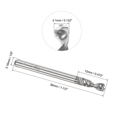 Harfington Uxcell 3.15mm Tungsten Carbide Spiral Flute 1/8" Shank Circuit Board PCB Drill Bit 8pcs