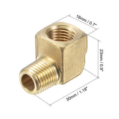 Harfington Uxcell Brass Hose Fitting Elbow 1/4 NPT Male to Female Thread Right Angle Pipe Connector Adapter, Pack of 2