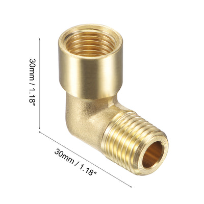 Harfington Uxcell Brass Hose Fitting Elbow 1/4 NPT Male to 1/4 NPT Female Thread Pipe Connector Adapter