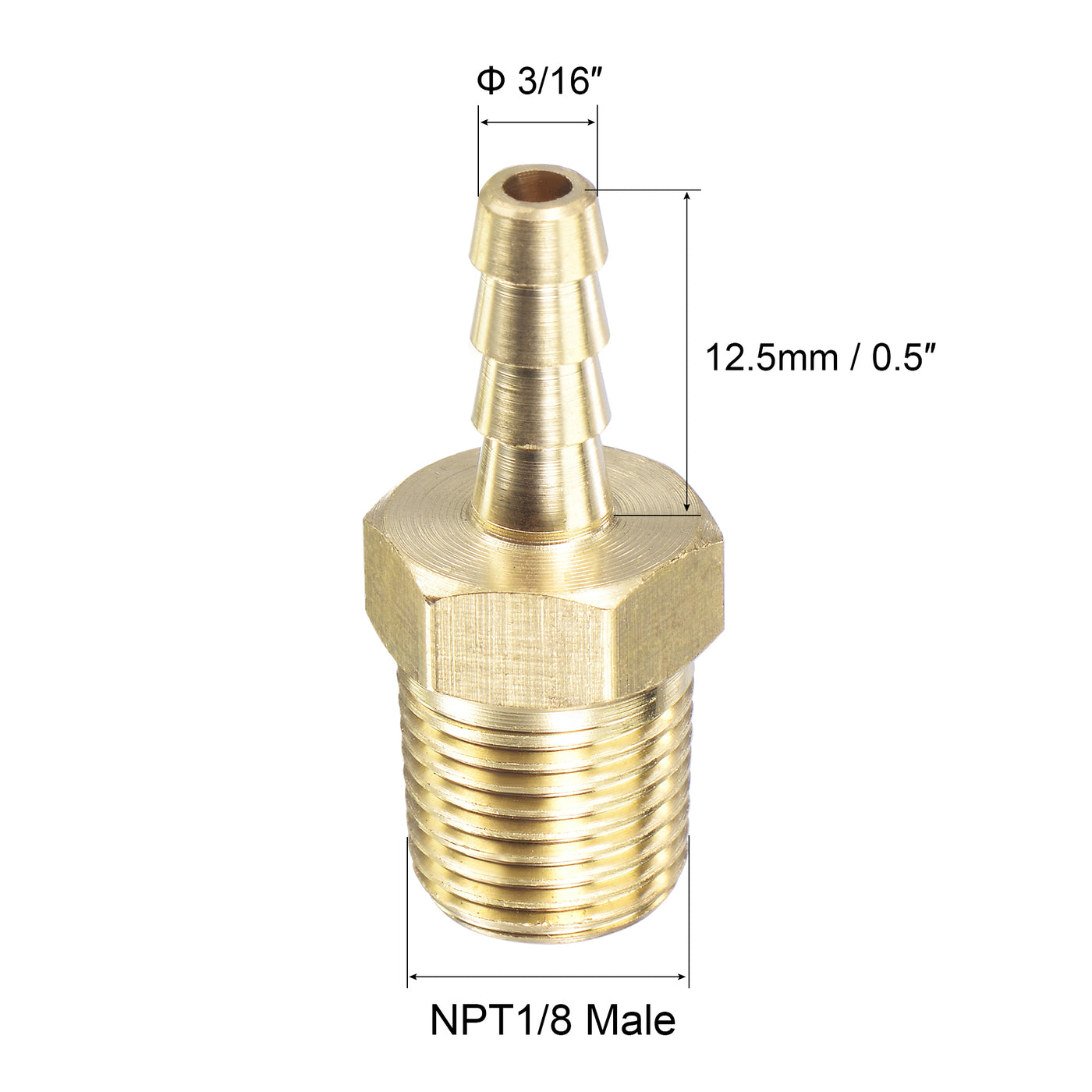 uxcell Uxcell Brass Hose Barb Fitting Straight Male Thread Pipe Connector for Water Air Fuel Tube