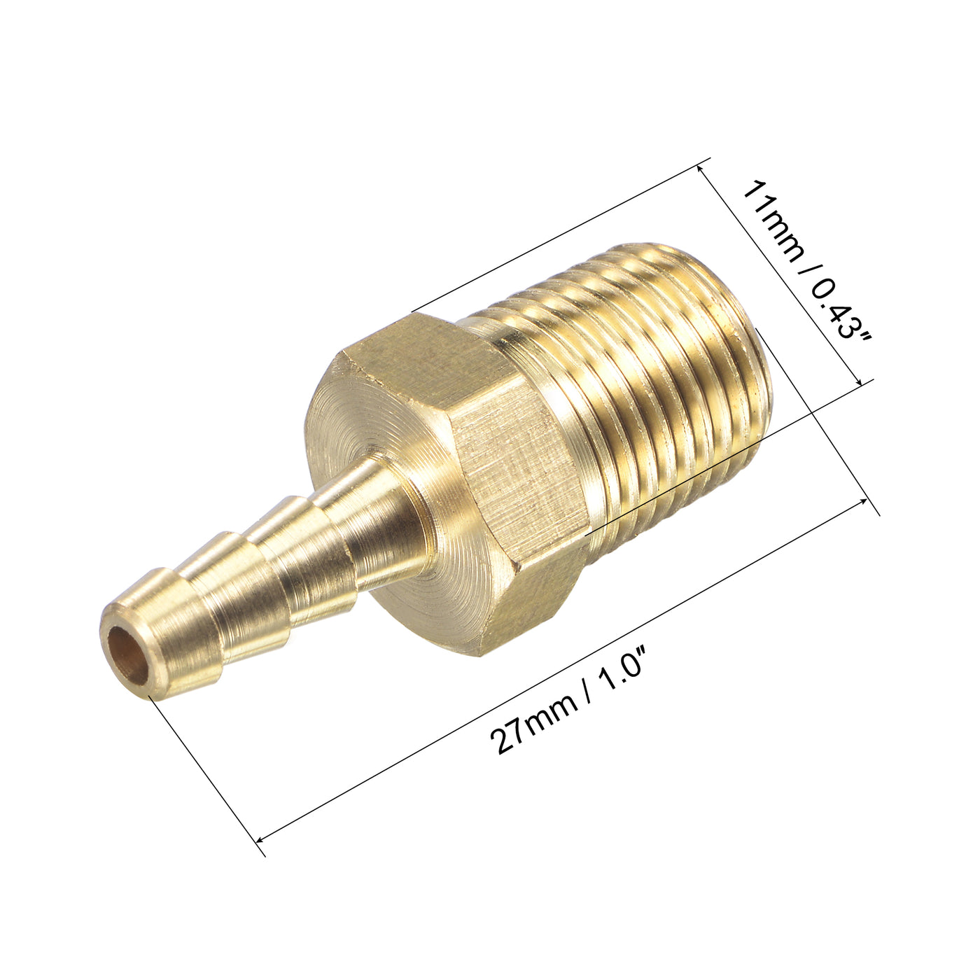 uxcell Uxcell Brass Hose Barb Fitting Straight Male Thread Pipe Connector for Water Air Fuel Tube