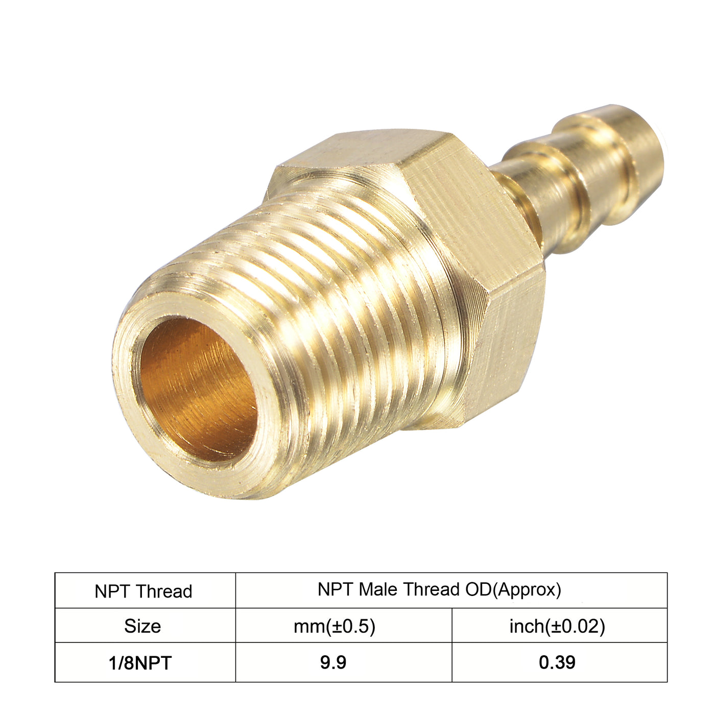 uxcell Uxcell Brass Hose Barb Fitting Straight Male Thread Pipe Connector for Water Air Fuel Tube