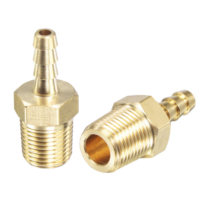 Harfington Uxcell Brass Hose Barb Fitting Straight Male Thread Pipe Connector for Water Air Fuel Tube