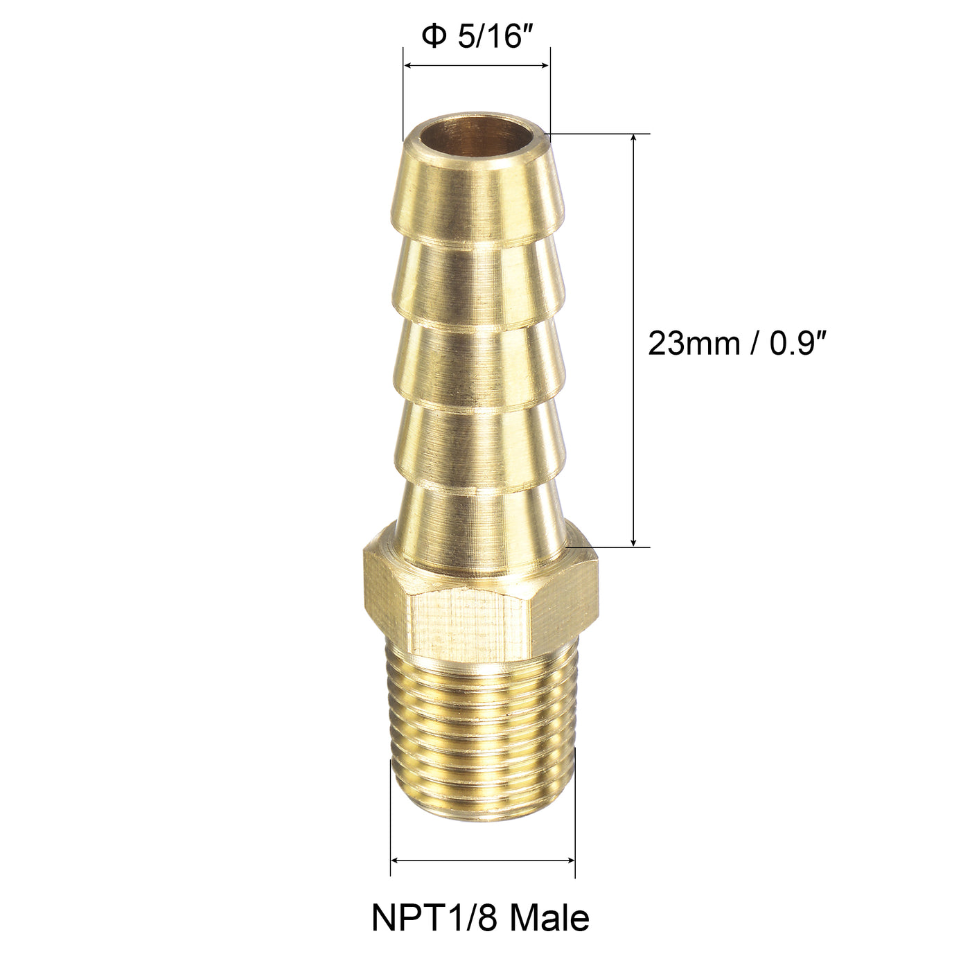 uxcell Uxcell Brass Hose Barb Fitting Straight Male Thread Pipe Connector for Water Air Fuel Tube