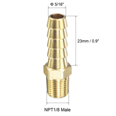 Harfington Uxcell Brass Hose Barb Fitting Straight Male Thread Pipe Connector for Water Air Fuel Tube