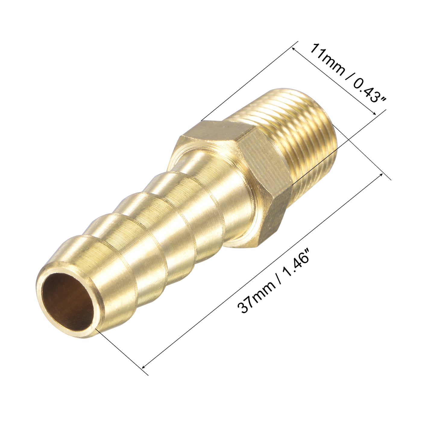 uxcell Uxcell Brass Hose Barb Fitting Straight Male Thread Pipe Connector for Water Air Fuel Tube