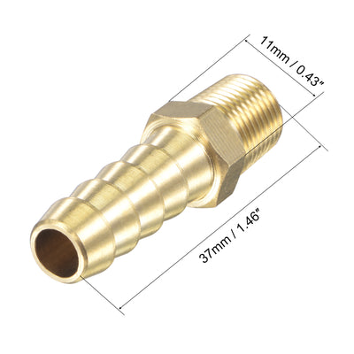 Harfington Uxcell Brass Hose Barb Fitting Straight Male Thread Pipe Connector for Water Air Fuel Tube