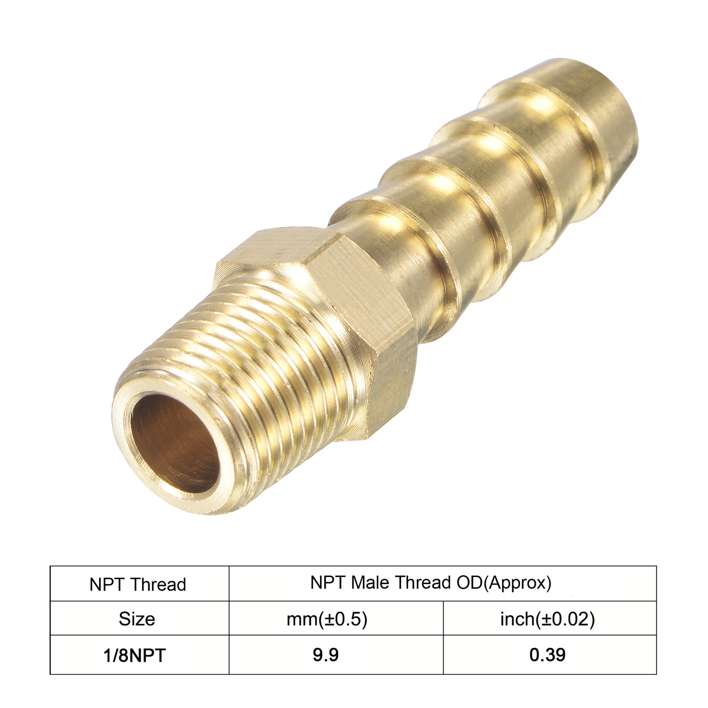 uxcell Uxcell Brass Hose Barb Fitting Straight Male Thread Pipe Connector for Water Air Fuel Tube