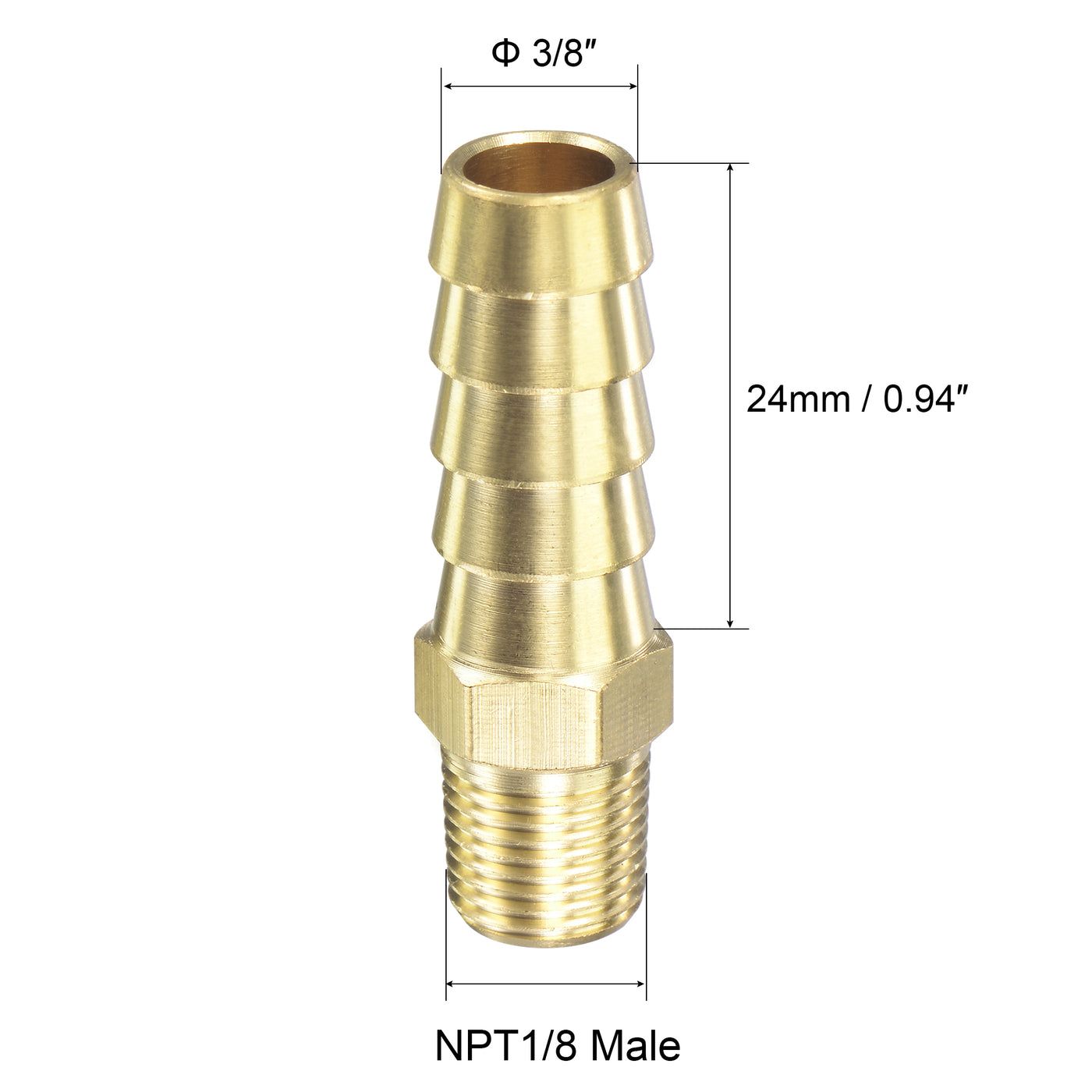 uxcell Uxcell Brass Hose Barb Fitting Straight Male Thread Pipe Connector for Water Air Fuel Tube