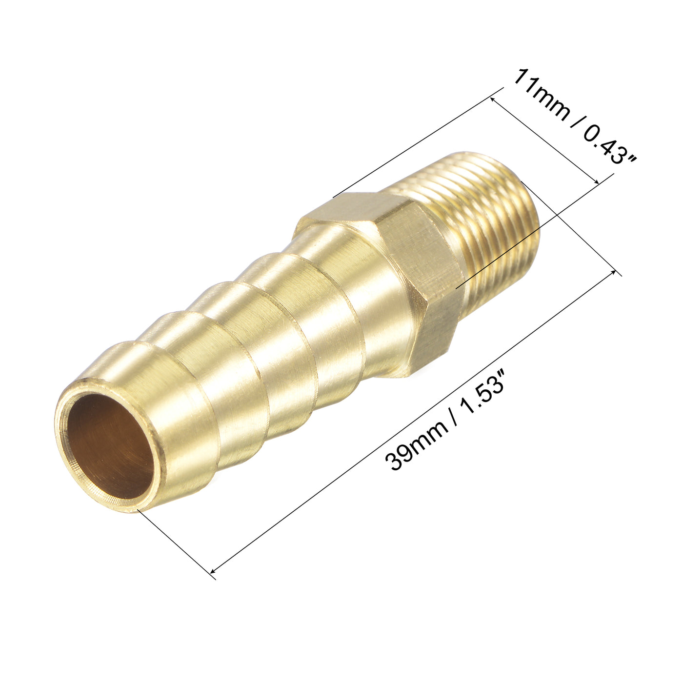 uxcell Uxcell Brass Hose Barb Fitting Straight Male Thread Pipe Connector for Water Air Fuel Tube