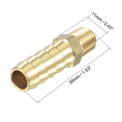 Harfington Uxcell Brass Hose Barb Fitting Straight Male Thread Pipe Connector for Water Air Fuel Tube