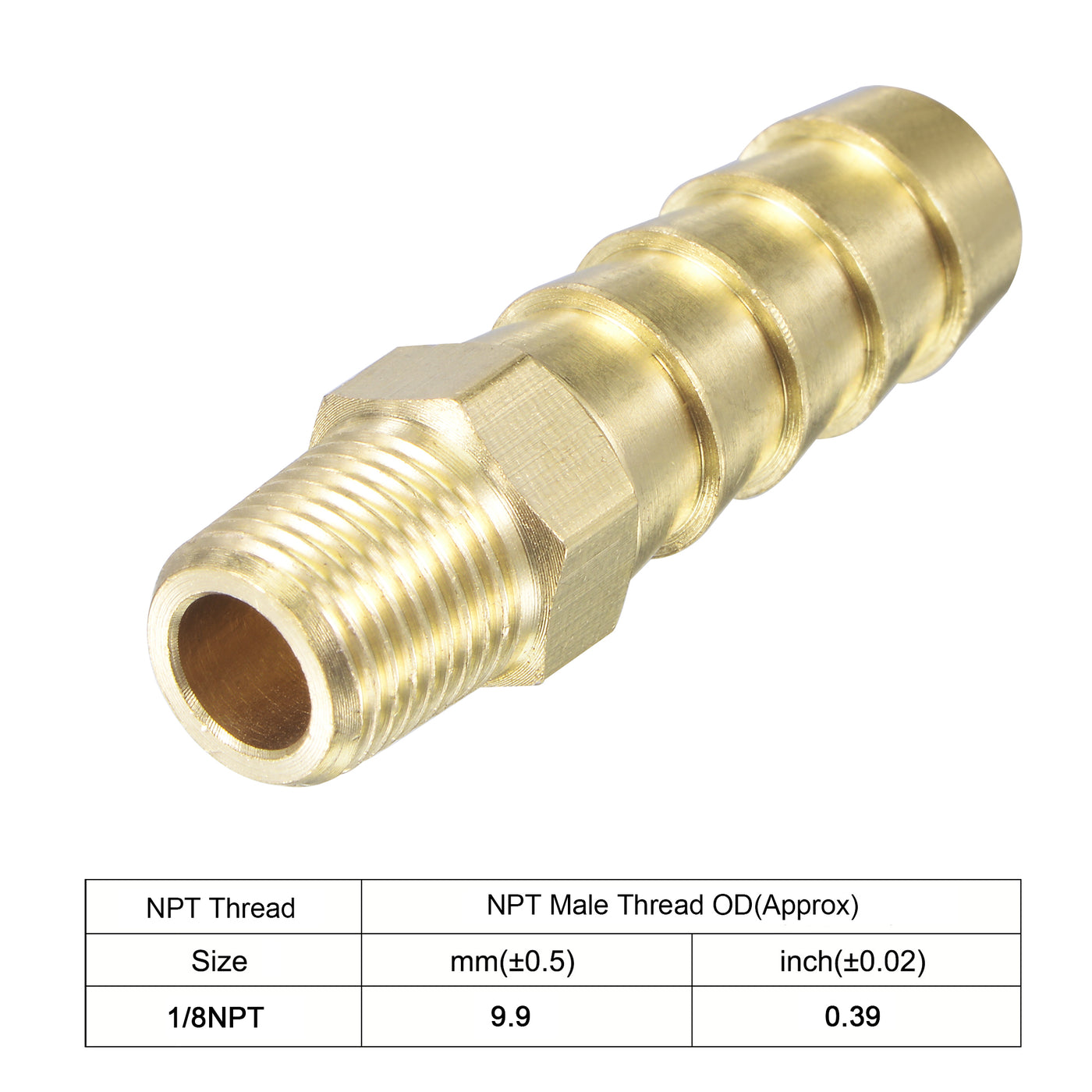 uxcell Uxcell Brass Hose Barb Fitting Straight Male Thread Pipe Connector for Water Air Fuel Tube