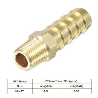 Harfington Uxcell Brass Hose Barb Fitting Straight Male Thread Pipe Connector for Water Air Fuel Tube