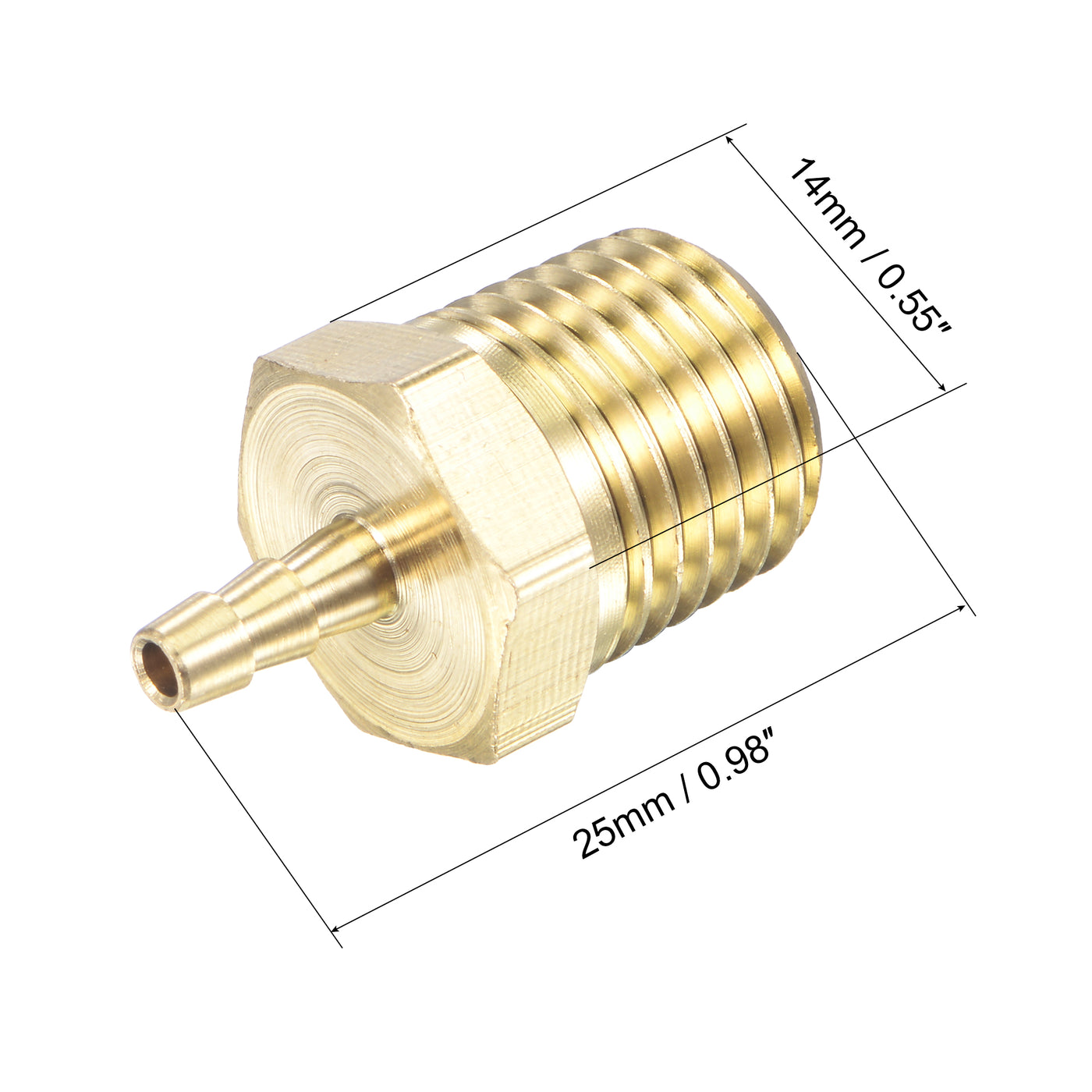 uxcell Uxcell Brass Hose Barb Fitting Straight Male Thread Pipe Connector for Water Air Fuel Tube