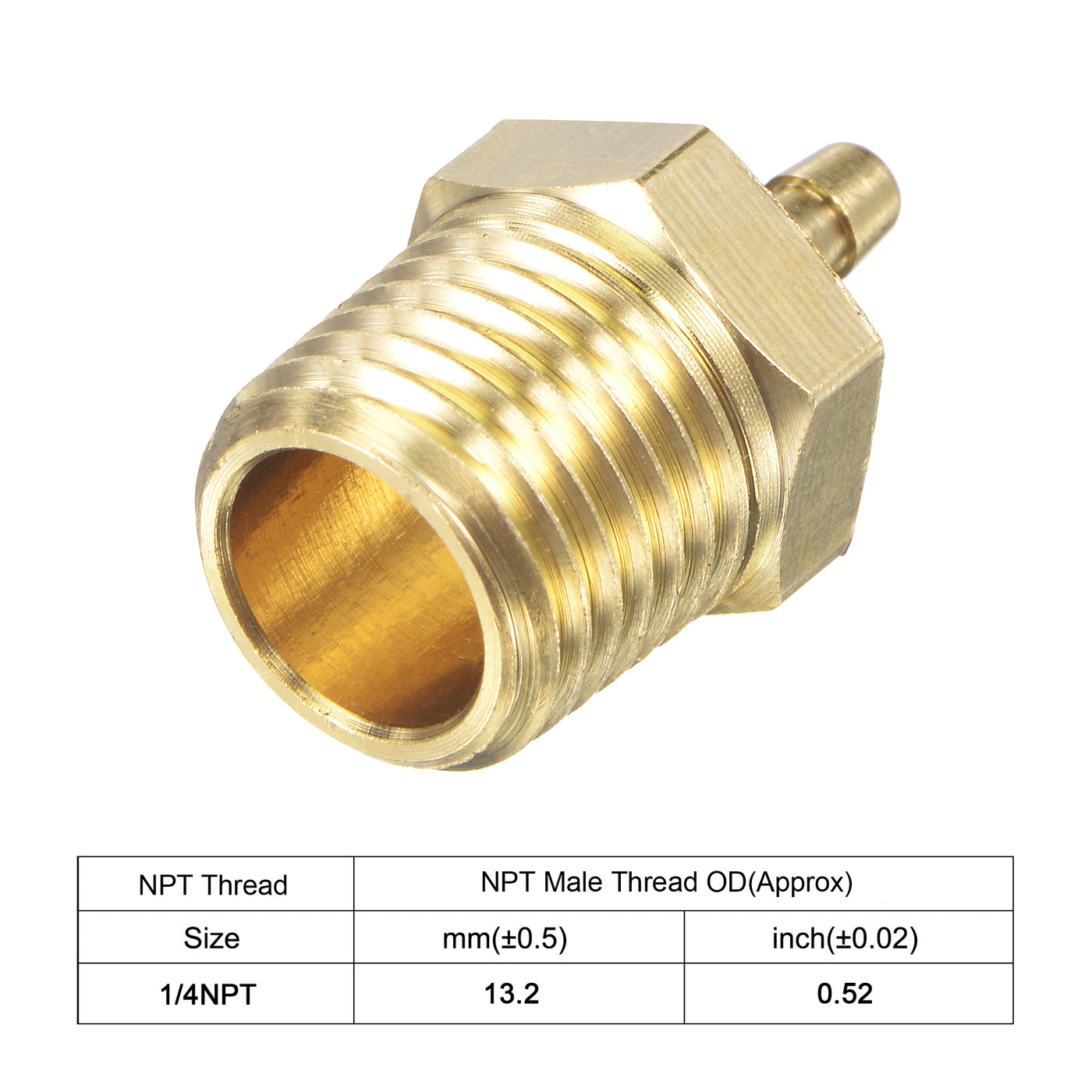 uxcell Uxcell Brass Hose Barb Fitting Straight Male Thread Pipe Connector for Water Air Fuel Tube