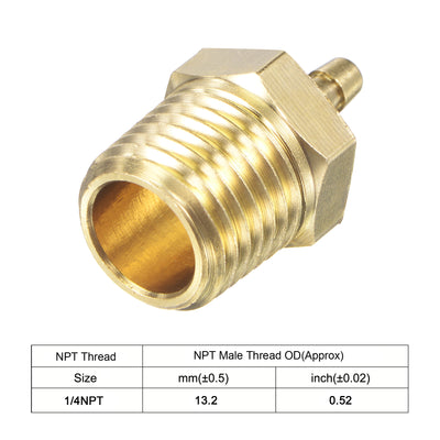 Harfington Uxcell Brass Hose Barb Fitting Straight Male Thread Pipe Connector for Water Air Fuel Tube