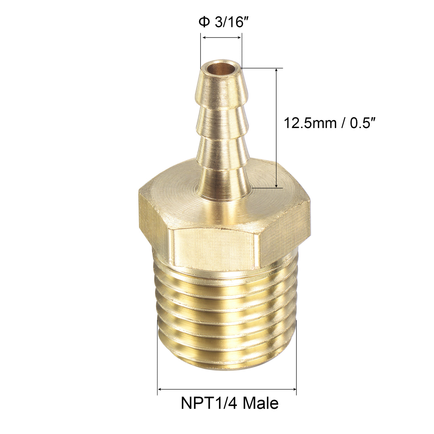 uxcell Uxcell Brass Hose Barb Fitting Straight Male Thread Pipe Connector for Water Air Fuel Tube