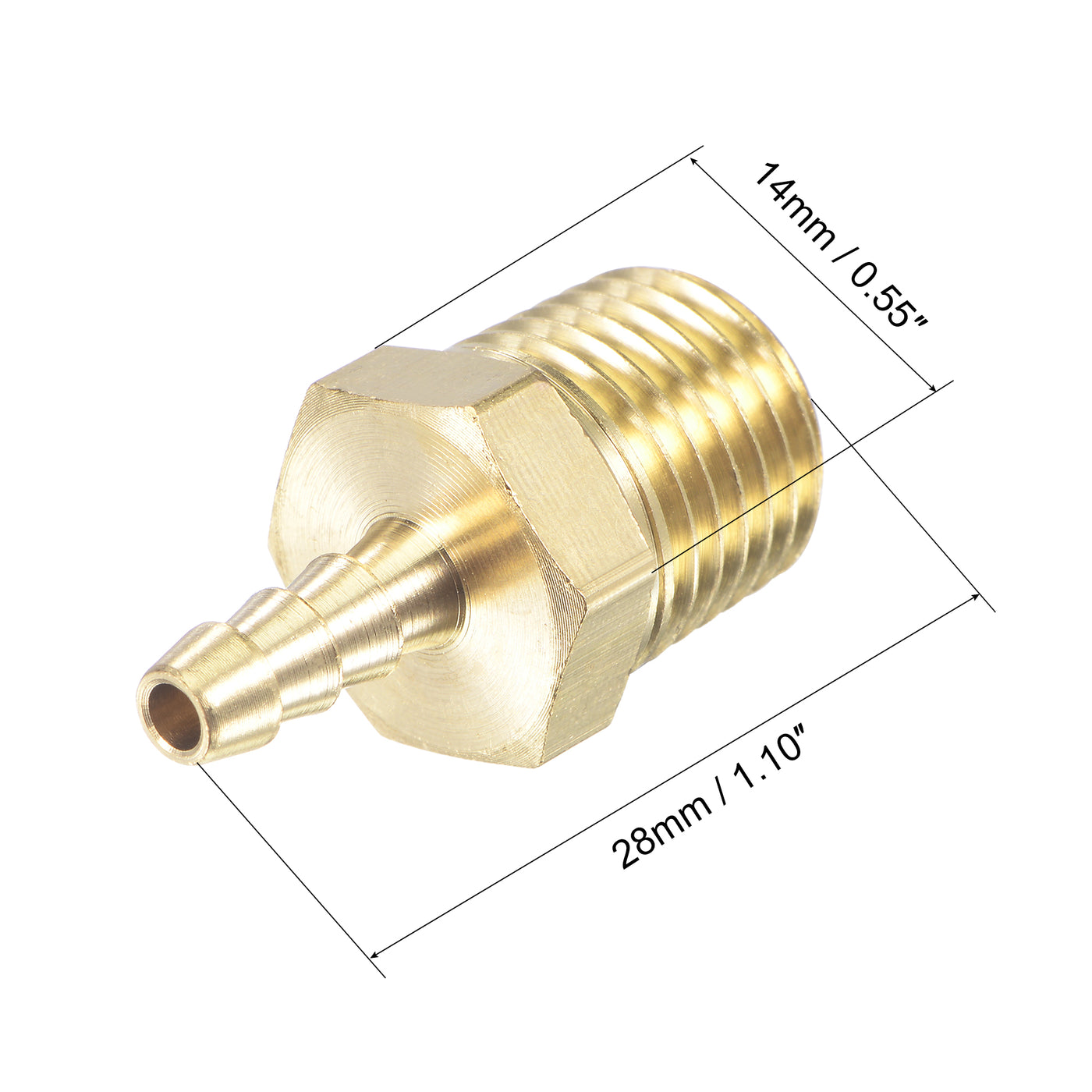 uxcell Uxcell Brass Hose Barb Fitting Straight Male Thread Pipe Connector for Water Air Fuel Tube