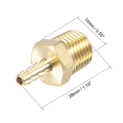 Harfington Uxcell Brass Hose Barb Fitting Straight Male Thread Pipe Connector for Water Air Fuel Tube