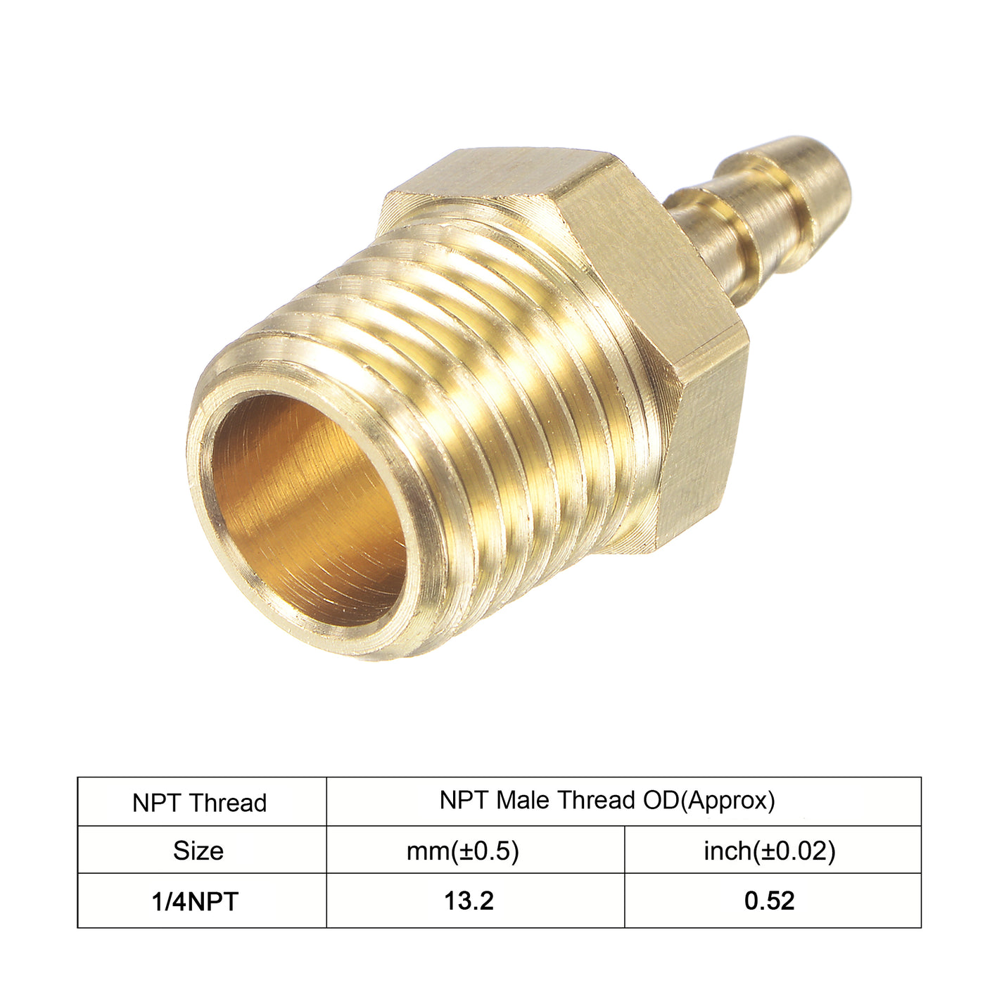 uxcell Uxcell Brass Hose Barb Fitting Straight Male Thread Pipe Connector for Water Air Fuel Tube