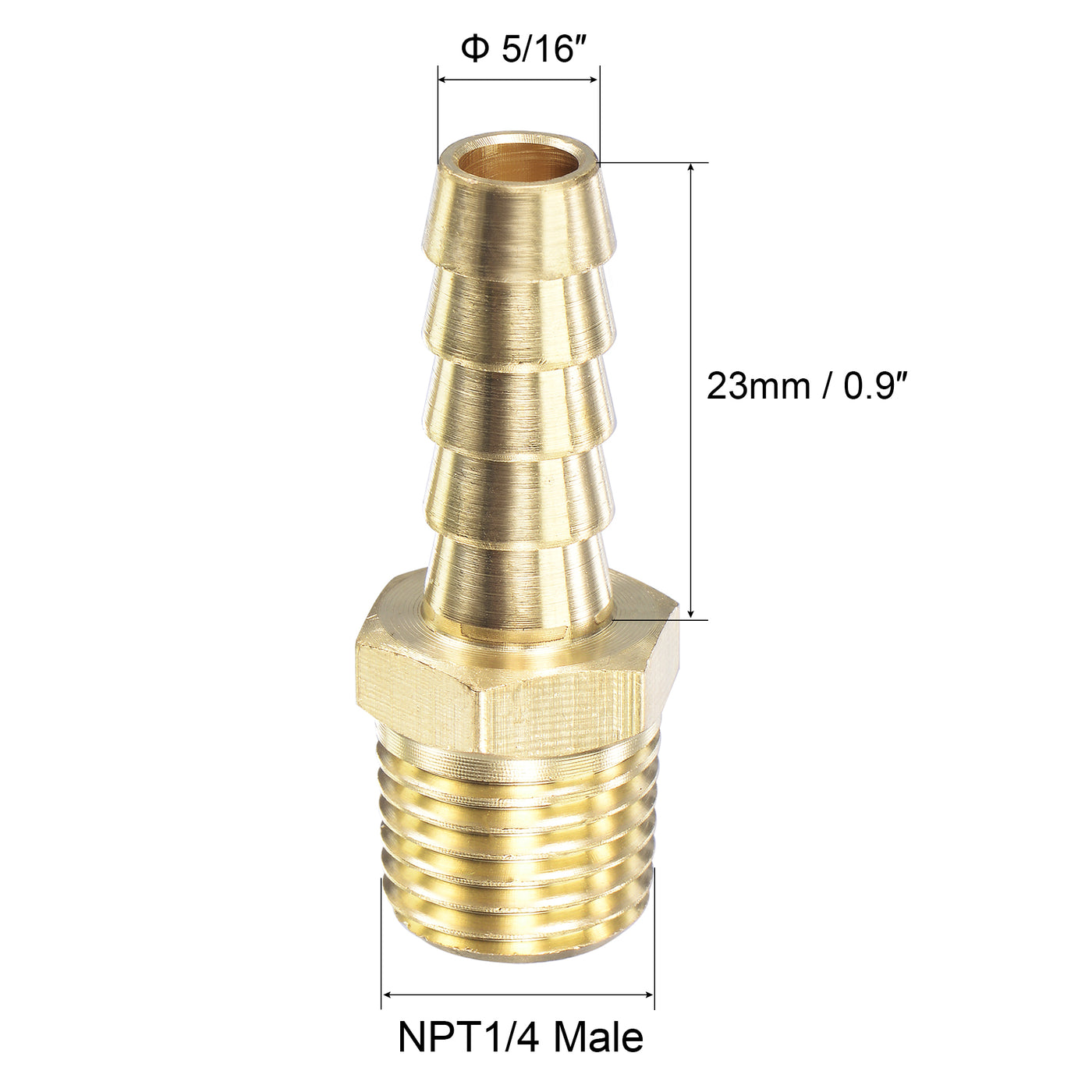 uxcell Uxcell Brass Hose Barb Fitting Straight Male Thread Pipe Connector for Water Air Fuel Tube