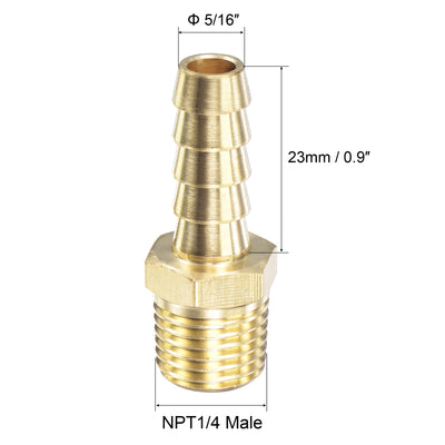 Harfington Uxcell Brass Hose Barb Fitting Straight Male Thread Pipe Connector for Water Air Fuel Tube