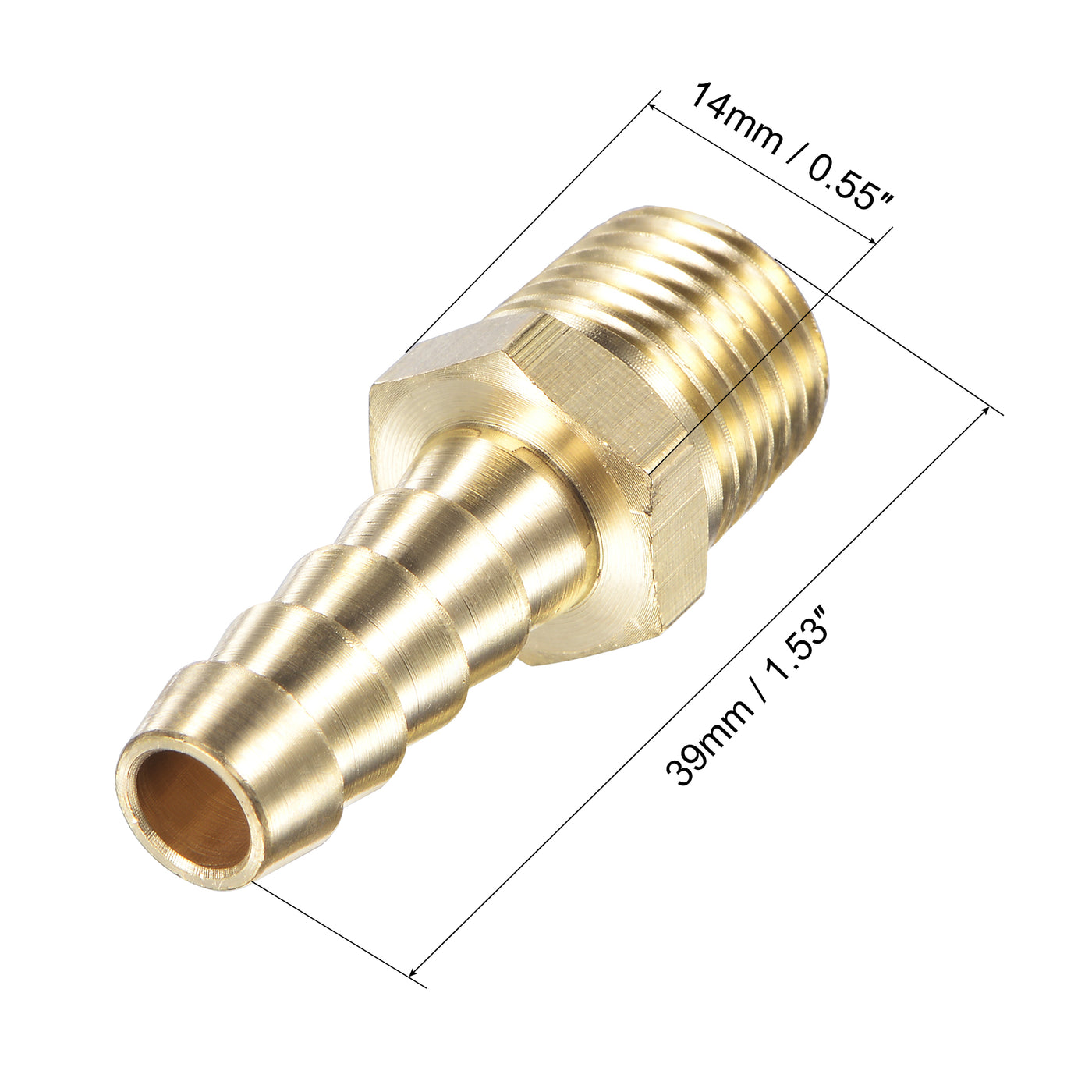 uxcell Uxcell Brass Hose Barb Fitting Straight Male Thread Pipe Connector for Water Air Fuel Tube