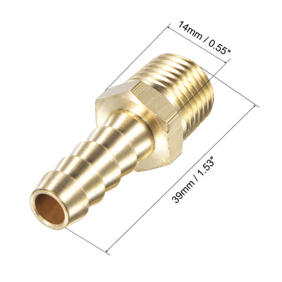 Harfington Uxcell Brass Hose Barb Fitting Straight Male Thread Pipe Connector for Water Air Fuel Tube