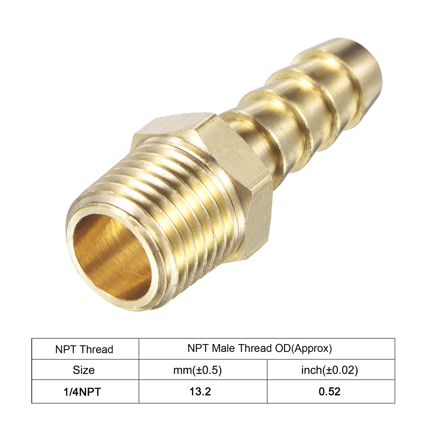 uxcell Uxcell Brass Hose Barb Fitting Straight Male Thread Pipe Connector for Water Air Fuel Tube