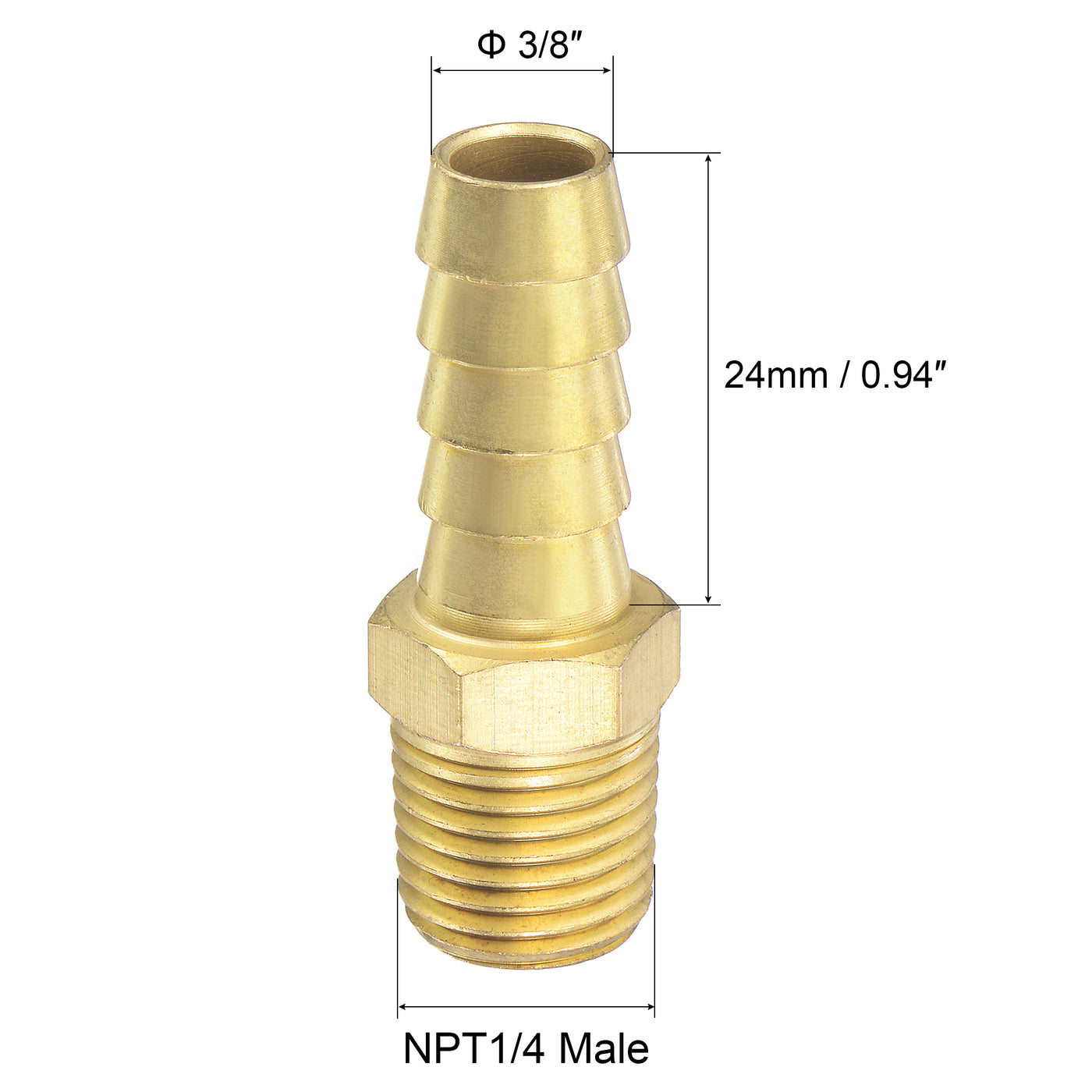 uxcell Uxcell Brass Hose Barb Fitting Straight Male Thread Pipe Connector for Water Air Fuel Tube