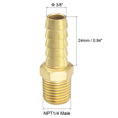 Harfington Uxcell Brass Hose Barb Fitting Straight Male Thread Pipe Connector for Water Air Fuel Tube