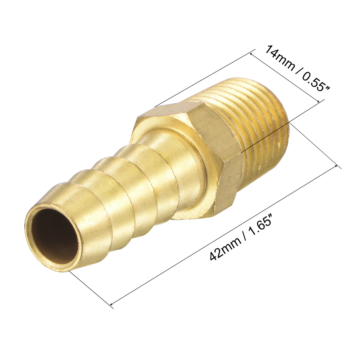 uxcell Uxcell Brass Hose Barb Fitting Straight Male Thread Pipe Connector for Water Air Fuel Tube