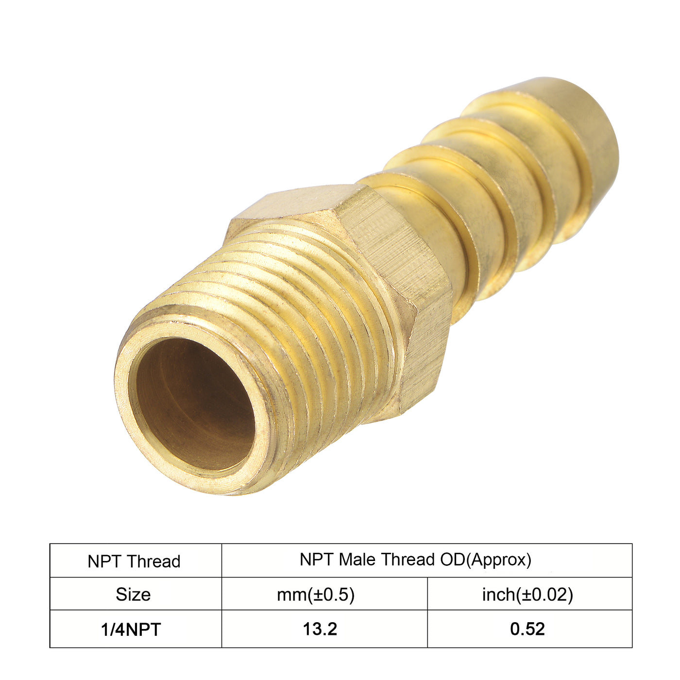 uxcell Uxcell Brass Hose Barb Fitting Straight Male Thread Pipe Connector for Water Air Fuel Tube