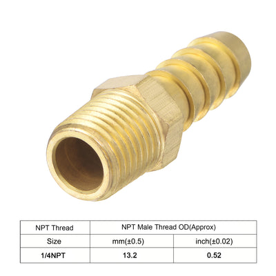 Harfington Uxcell Brass Hose Barb Fitting Straight Male Thread Pipe Connector for Water Air Fuel Tube