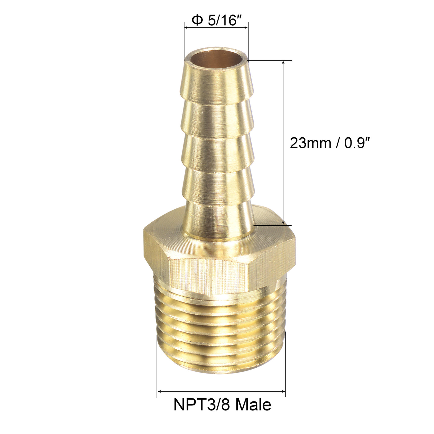 uxcell Uxcell Brass Hose Barb Fitting Straight Male Thread Pipe Connector for Water Air Fuel Tube