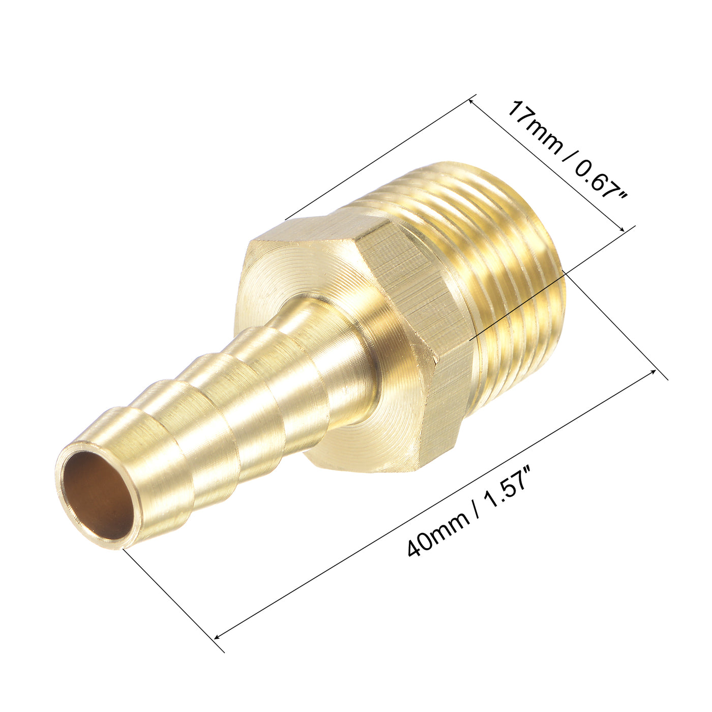 uxcell Uxcell Brass Hose Barb Fitting Straight Male Thread Pipe Connector for Water Air Fuel Tube