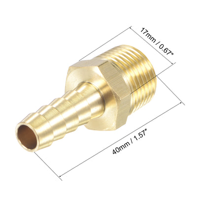 Harfington Uxcell Brass Hose Barb Fitting Straight Male Thread Pipe Connector for Water Air Fuel Tube