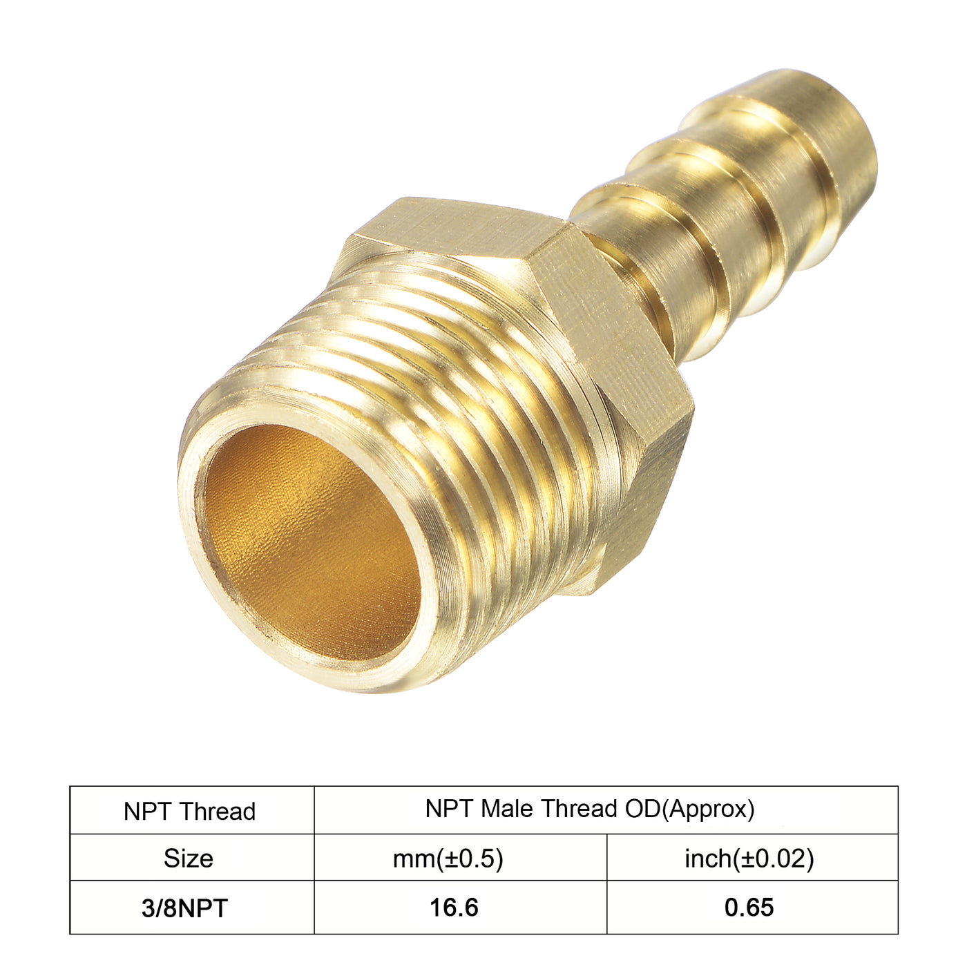 uxcell Uxcell Brass Hose Barb Fitting Straight Male Thread Pipe Connector for Water Air Fuel Tube