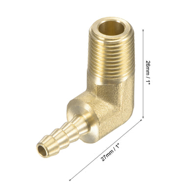 Harfington Uxcell Brass Hose Barb Fitting Elbow 5/16 inch x 1/8 NPT Male Thread Right Angle Pipe Connector