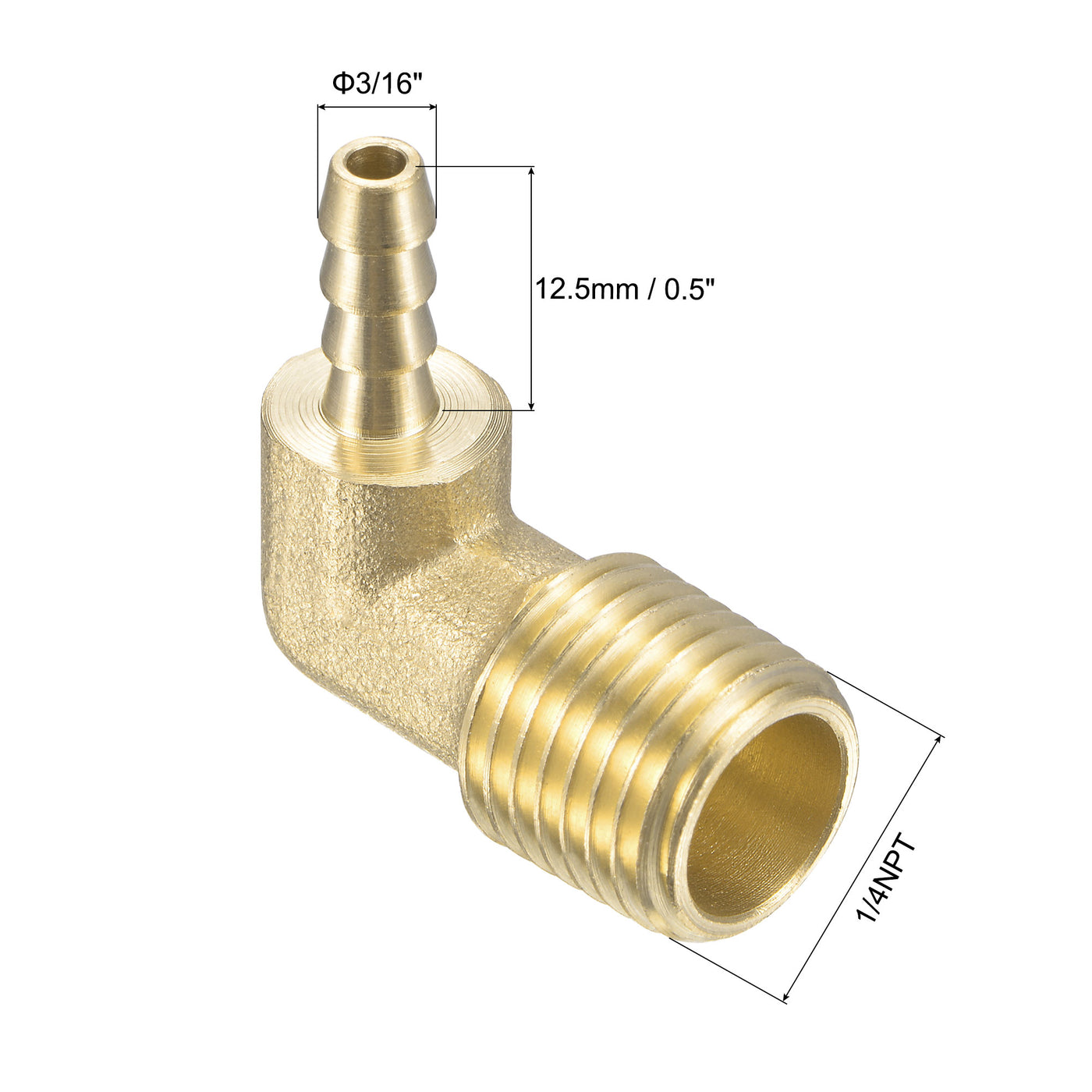 Uxcell Uxcell Brass Hose Barb Fitting Elbow 5/16 inch x 1/4 NPT Male Thread Right Angle Pipe Connector, Pack of 2