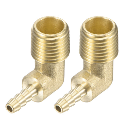 Harfington Uxcell Brass Hose Barb Fitting Elbow 5/16 inch x 1/4 NPT Male Thread Right Angle Pipe Connector, Pack of 2