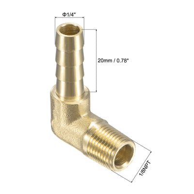 Harfington Uxcell Brass Hose Barb Fitting Elbow 5/16 inch x 1/8 NPT Male Thread Right Angle Pipe Connector