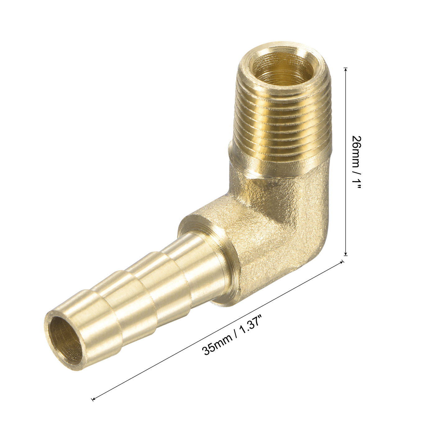 Uxcell Uxcell Brass Hose Barb Fitting Elbow 5/16 inch x 1/8 NPT Male Thread Right Angle Pipe Connector