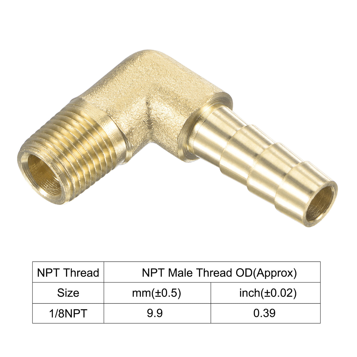 Uxcell Uxcell Brass Hose Barb Fitting Elbow 5/16 inch x 1/8 NPT Male Thread Right Angle Pipe Connector