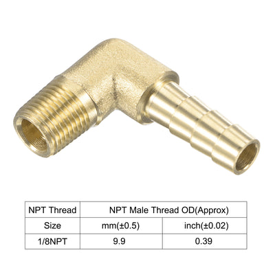 Harfington Uxcell Brass Hose Barb Fitting Elbow 5/16 inch x 1/8 NPT Male Thread Right Angle Pipe Connector